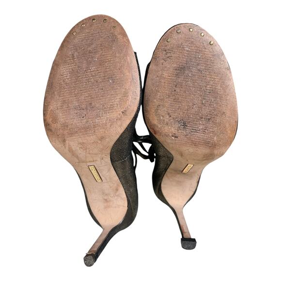 LOUISE ET CIE Caged Sandals Lo-Kacy Leather Silver Metallic Lace Up Zip 7.5 EUC - Picture 5 of 11